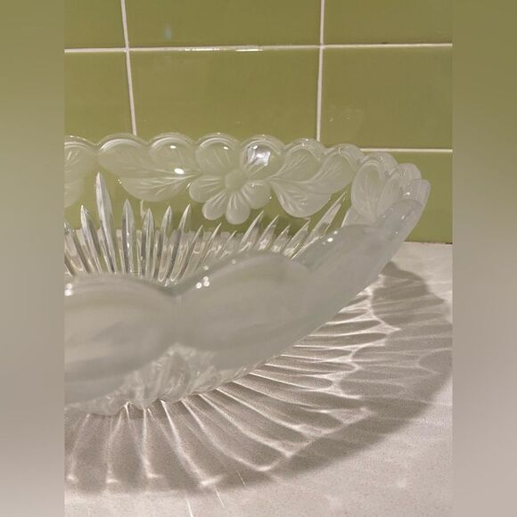 Vintage Lead Crystal Flowered Bowl — Elegant Decorative / Serving Piece - Picture 2 of 6